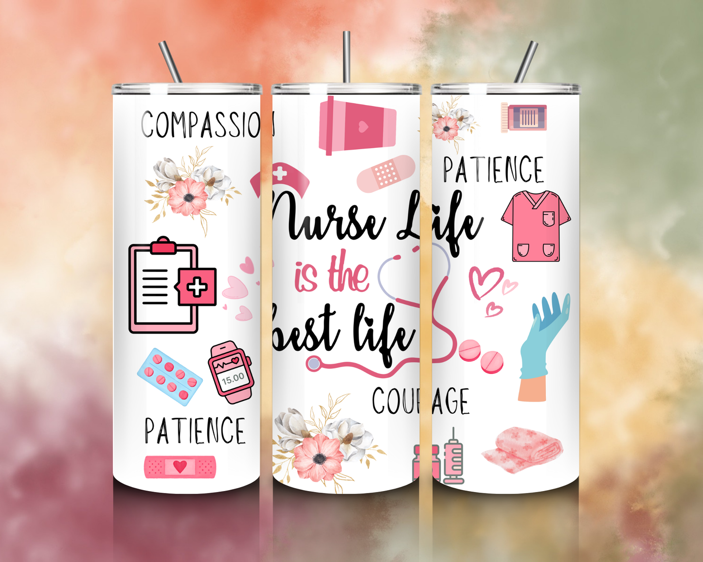 20oz Skinny Sublimated Tumbler - Nurse Life is The Best Life